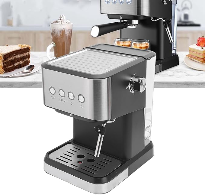 AUNMAS Compact Coffee Machine Semi Automatic Espresso Maker with 20 Bar Pressure System for Flavor Extraction 1.5L Water Tank for Continuous Brewing Milk Frother Wand (US Plug 110V)