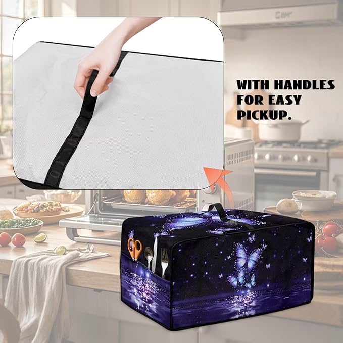 Convection Toaster Oven Cover with Storage Pockets Fits Machines Up to 18.5x14.5x9 Convection Toaster Oven Covers for Family Kitchen Essential Butterfly Lake