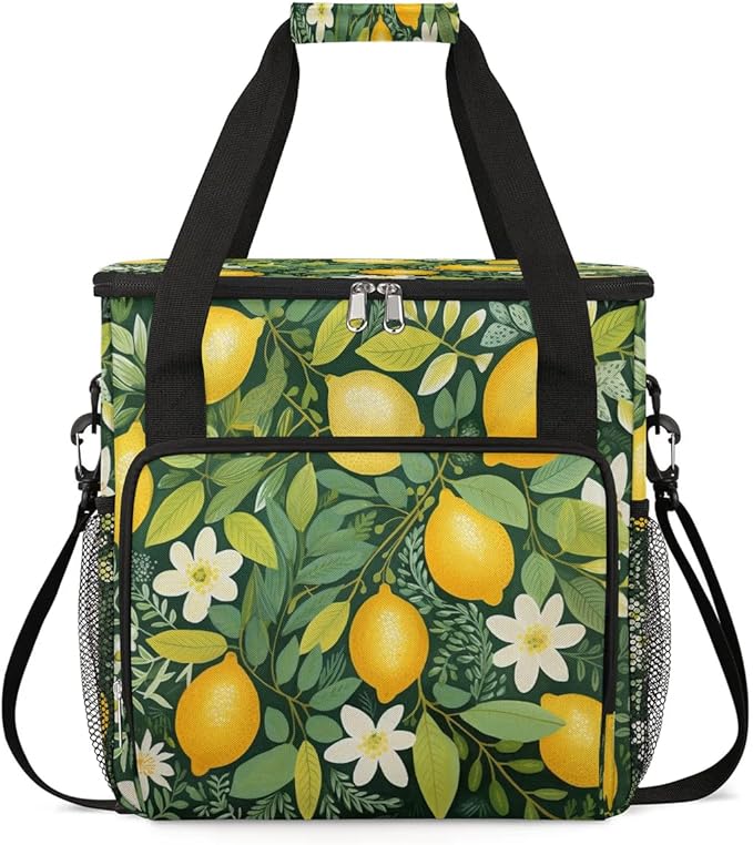 Lemon Printed Floral Coffee Maker Carrying Bag for Keurig K-Mini or K-Mini Plus Storage Portable Coffee Maker Travel Bag