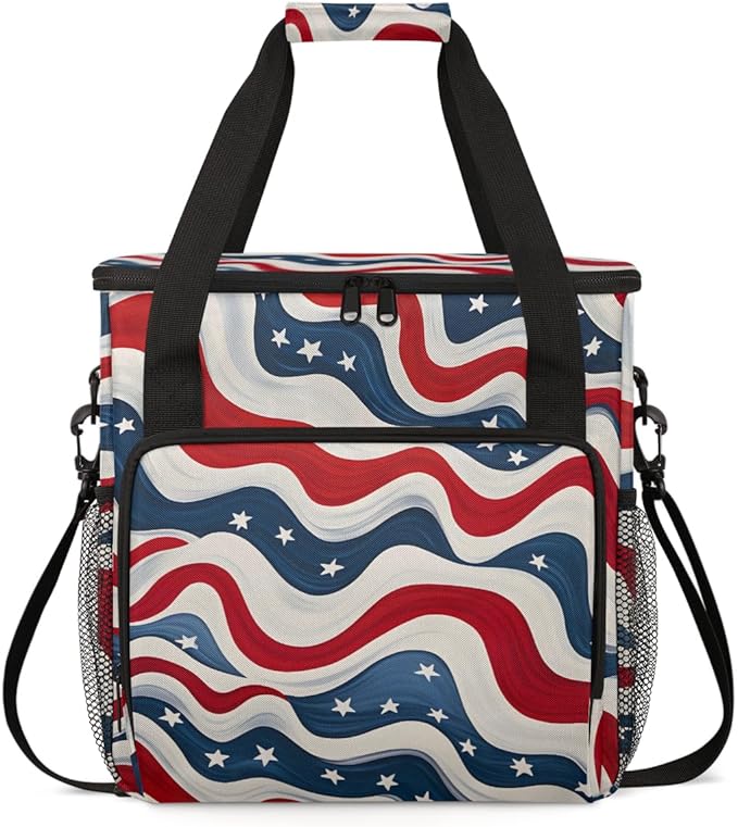 Galaxy of Stars 4th of July Coffee Maker Carrying Bag Travel Storage Bag Compatible with K-Mini or K-Mini Plus Single Serve Coffee Brewer Carrying Case with Multiple Pockets &amp Shoulder Strap