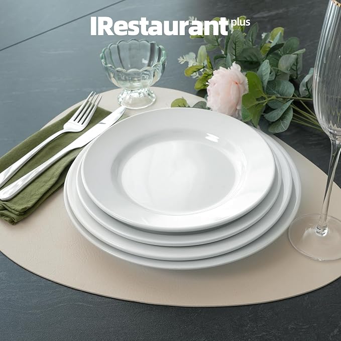 Stoneware Wide Rim Commercial Grade Dinnerware (America White Plate 7 1/8) (America White 7.25in)