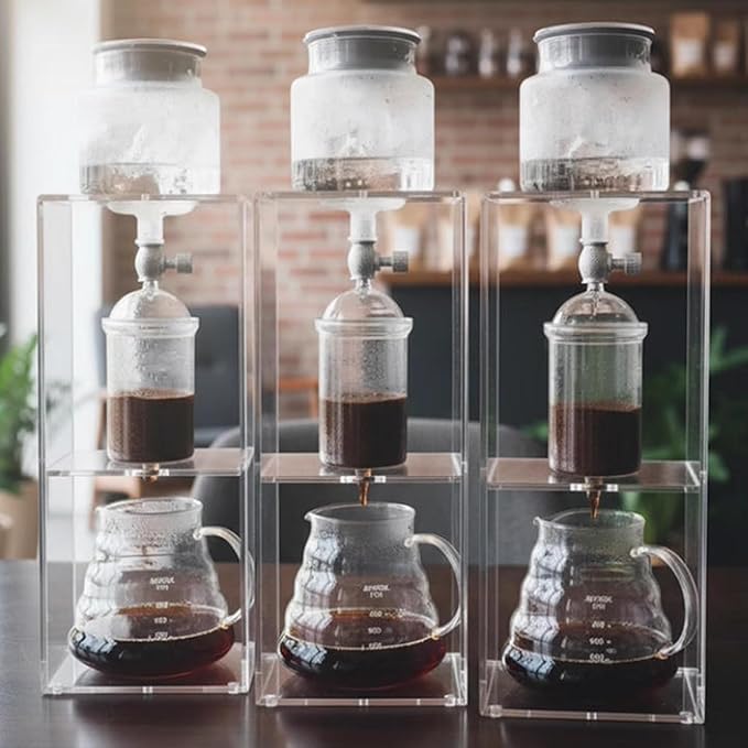 Cold Brew Coffee Tower Ice Drip Coffee Maker with Adjustable Drip Speed Valve Acrylic Stand 600ml Glass Pot for Home Coffee Shop Makes 2-4 Cups
