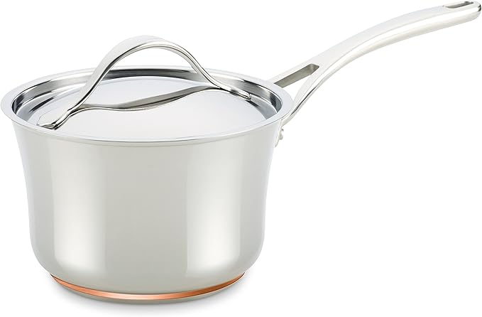 Anolon Nouvelle Stainless Steel Sauce Pan/Saucepan with Lid 3.5 Quart Silver