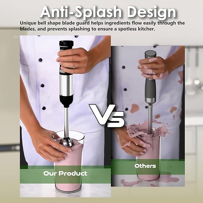 Cordless Immersion Hand Blender 5-in-1 Variable Speed blender handheldRechargeable with 2000mAh Battery BPA-Free &amp Dishwasher-Safe Accessories:700ml BeakerChopperWhisk &amp Milk FrotherInk