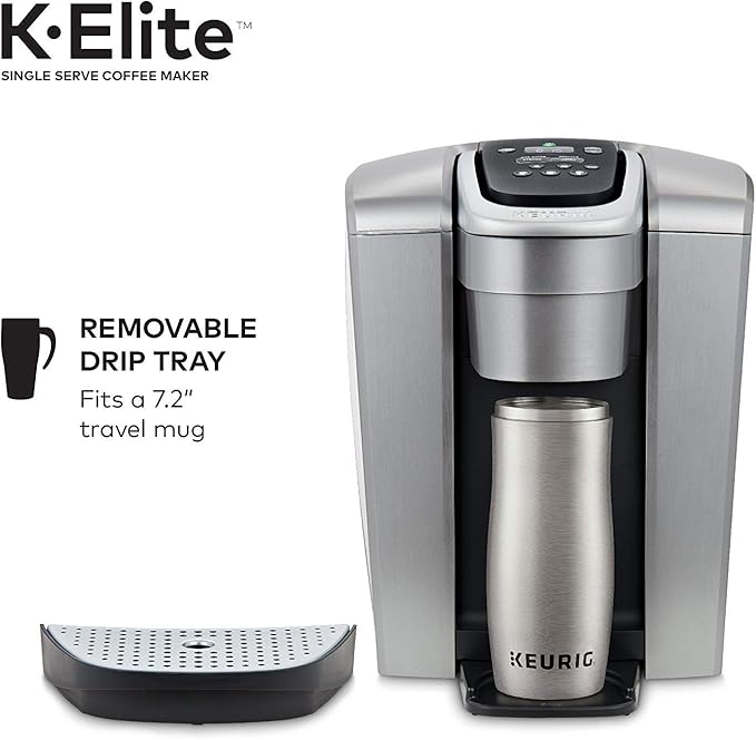 Keurig C K-Elite Maker Single Serve K-Cup Pod Brewer with Iced Coffee Capability Extra Included 75oz Brushed Silver Plus Filter Bundle