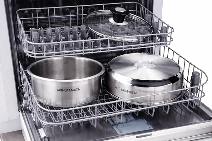 Arthur Martin - AM3456 Set of 3 Stainless Steel Saucepans with Removable Handle