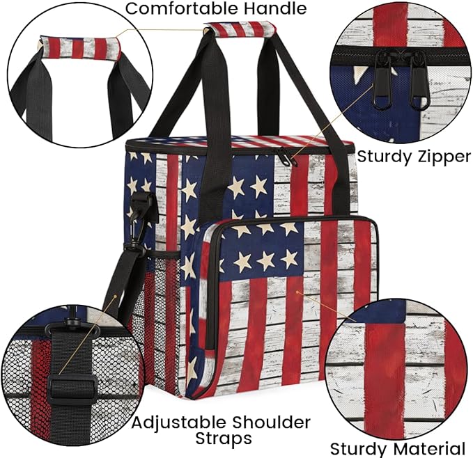 Retro Flag Coffee Maker Carrying Bag Portable Travel Storage Tote Bag Compatible with K-Mini or K-Mini Plus Single Serve Coffee Brewer Carrying Case with Multiple Pockets &amp Shoulder Strap