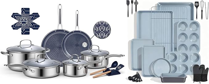 Ammeloo Hybrid Stainless Steel Cookware Set &amp 22-Piece Baking Pans Set