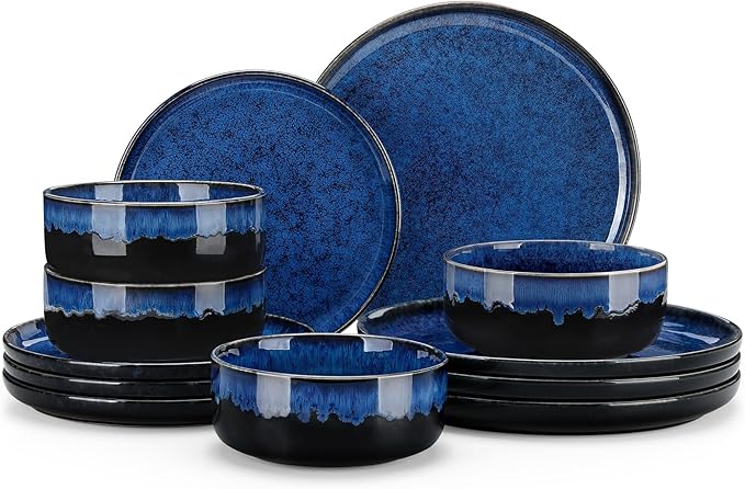vancasso Starry 12 Pieces Dinnerware Sets for 4 Bundles 7.5 Inch Stern Square Dinner Plates Set of 4
