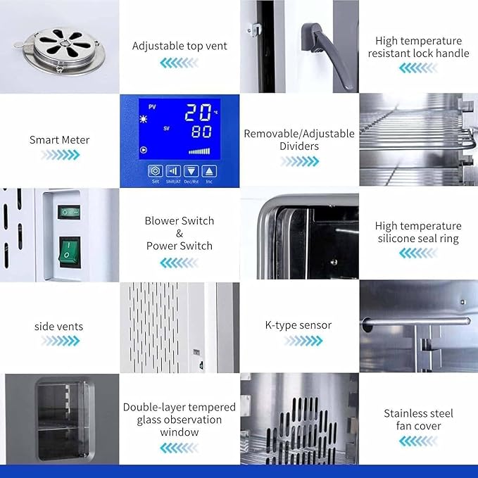 Mini Vacuum Drying Oven High Precision Small Desktop Electro Thermostatic Blast Drying Oven 50~300℃ for Industrial and Mining EnterprisesGrainsScientific Research Institutions 42L