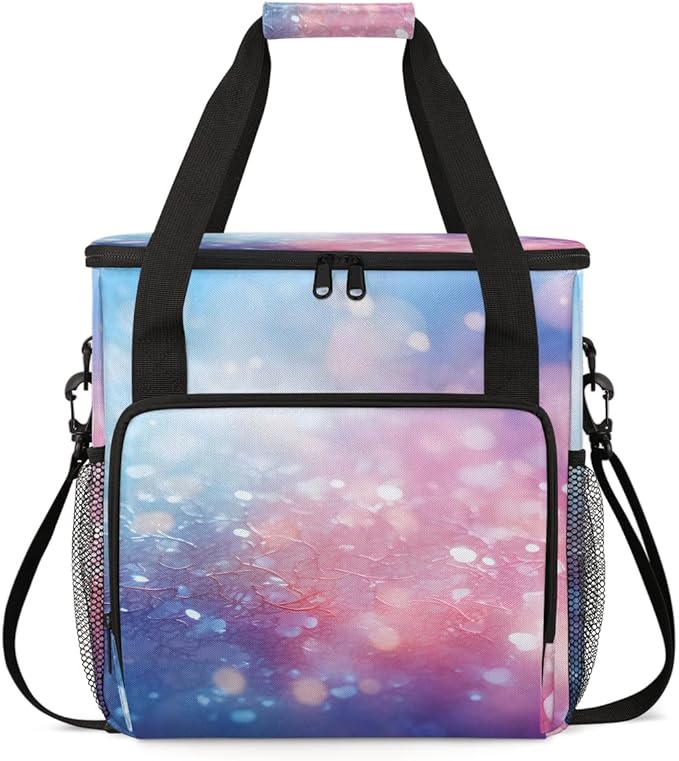 Glitter Coffee Maker Carrying Bag Steel Blue Portable Travel Storage Tote Bag Compatible with K-Mini or K-Mini Plus Single Serve Coffee Brewer Carrying Case with Multiple Pockets &amp Shoulder Stra