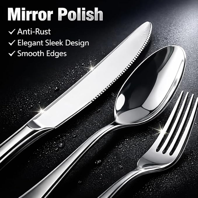 Silverware Set 30-Piece Stainless Steel Flatware Cutlery Set for 6 Mirror Polished Dishwasher Safe Tableware Set for Home Kitchen Wedding Party