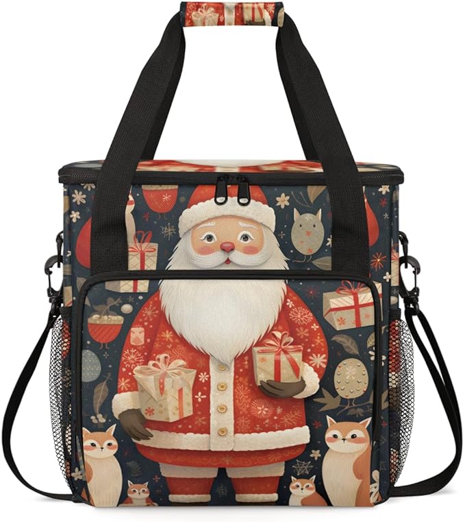Colorful Santa Claus Coffee Maker Carrying Bag Mystical Santa Claus Travel Storage Bag Compatible with K-Mini or K-Mini Plus Single Serve Coffee Brewer Carrying Case with Pockets &amp Shoulder Stra