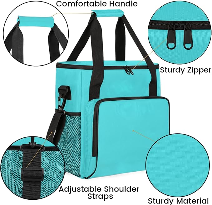 Cyan Coffee Maker Carrying Bag Waterproof Insulated Leakproof Cooler Bag Portable Storage Tote Bag Organizer With Shoulder Strap