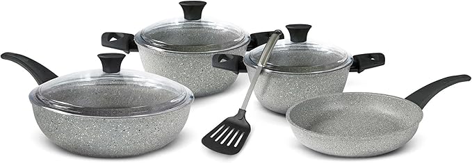 Flonal Pepita Bronze 8-Piece Forged Aluminum Non-Stick Cookware Set (Gray)