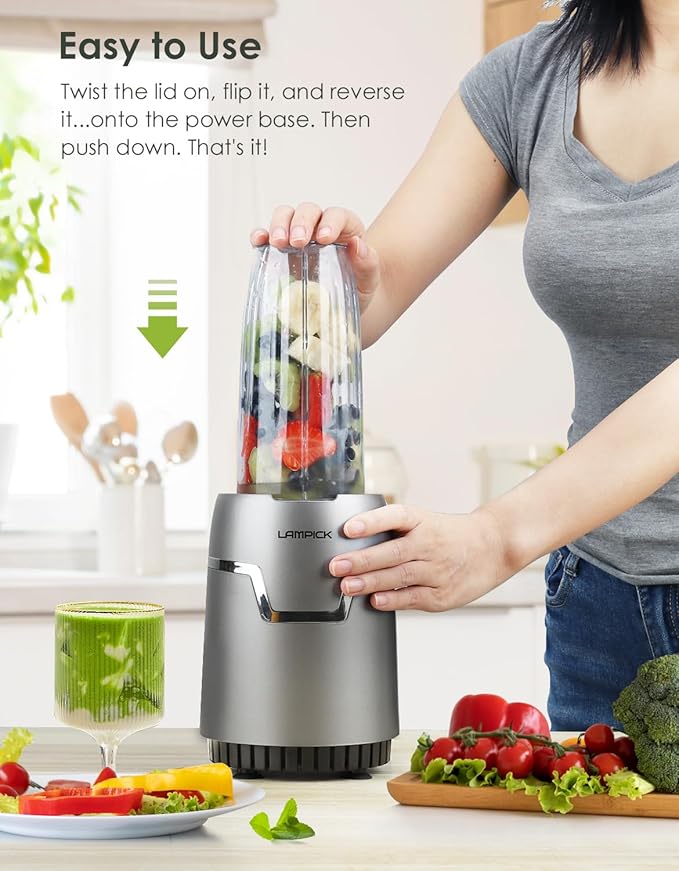 Smoothie Blender 1100W Personal Blender for Shakes and Smoothies Blenders and Grinder Combo for Kitchen with 2 * 22 Oz To-Go Cup and Lid for Protein Shake Baby Food Frozen Drink