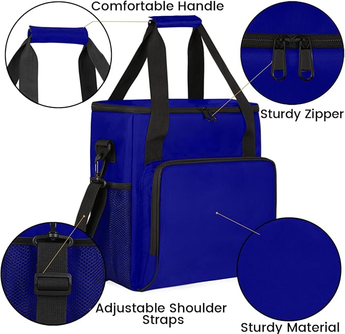 Navy Blue Coffee Maker Carrying Bag Waterproof Insulated Leakproof Cooler Bag Portable Storage Tote Bag Organizer With Shoulder Strap