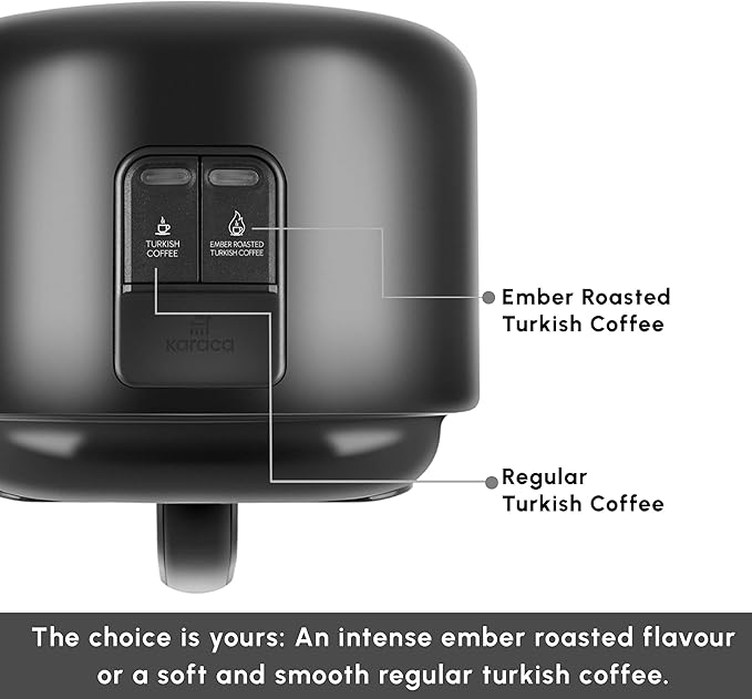 KARACA Hatır Turkish Coffee Maker 5 Cups Electric Turkish Coffee Machine with Ember Mode Automatic Temperature Control Overflow Protection Audible &amp Visual Alerts Shiny Black