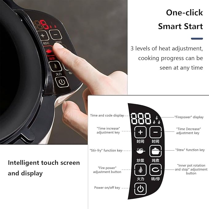 Multi Function Stir Fry Machine Cooker Auto Cooking Wok Fried Rice Machine 360° Automatic Rotation Drum Type Stir Frying Machine with Smart Touch for Stir FryingStewingCooking220V