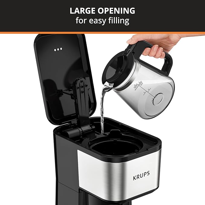 KRUPS Simply Brew Coffee Maker - Multi-Serve 4-in-1 with Stainless Steel Travel Tumbler Black 14oz