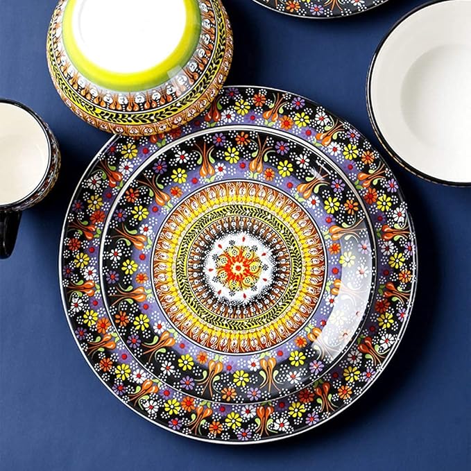 Porcelain Dinnerware Sets Bohemia Tableware Combination Set | 10 Plates / 2 Bowls / 4 Cups / 4 Mugs - Exotic Ceramics Dinner Sets Service for 4 Person Gift for Wedding Housewarming Christmas