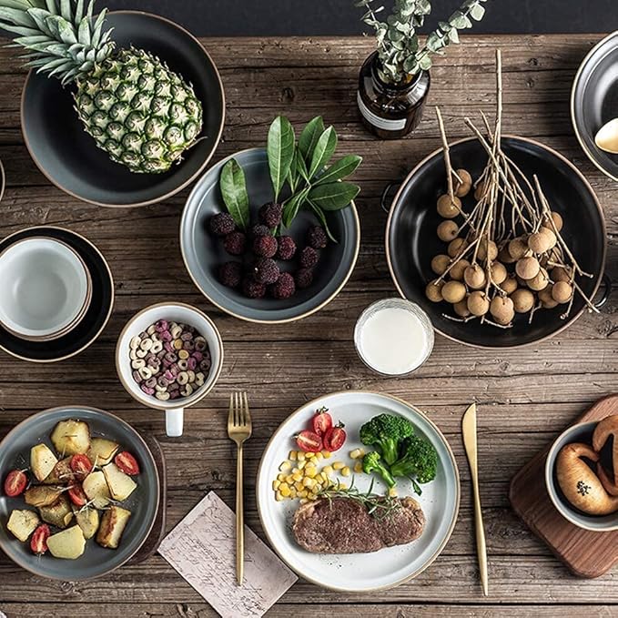 Porcelain Plate And Bowl SetDishes/Plate/Bowl SetDinnerware Sets For 4 Dinner Set Modern - Series Plates And Bowls - Matte Ceramics Dishes - Fashion - Dishwasher And M