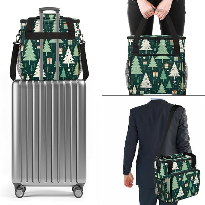 Xmas Tree Coffee Maker Carrying Bag Christmas Tree Travel Storage Bag Compatible with K-Mini or K-Mini Plus Single Serve Coffee Brewer Carrying Case with Multiple Pockets &amp Shoulder Strap