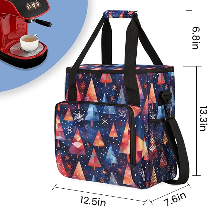 Cartoon Tree Coffee Maker Carrying Bag Glitter Tree Travel Storage Bag Compatible with K-Mini or K-Mini Plus Single Serve Coffee Brewer Carrying Case with Multiple Pockets &amp Shoulder Strap