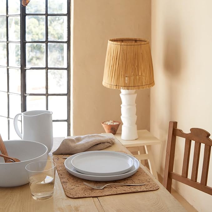 Casafina Ceramic Stoneware 18-Piece Place Setting Service for 6 with Cereal Bowls - Pacifica Collection Salt White | Microwave &amp Dishwasher Safe Dinnerware Set | Restaurant Quality Tableware