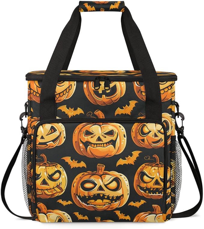Abstract Pumpkin Coffee Maker Carrying Bag Halloween Pumpkin Travel Storage Bag Compatible with K-Mini or K-Mini Plus Single Serve Coffee Brewer Carrying Case with Multiple Pockets &amp Shoulder St