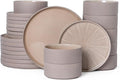 Dinnerware Sets Ceramic Plates and Bowls Set 24 Piece Dinnerware for 8 Chip Resistant Stoneware Dishwasher and Microwave Safe-orange