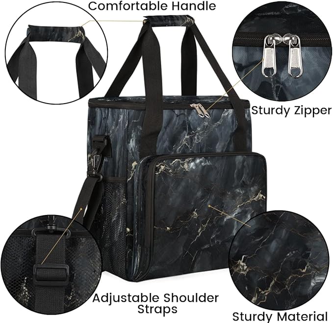 Black Marble Coffee Maker Travel Bag for K-Mini or K-Mini Plus Single Serve Coffee Brewer Portable Storage Tote Case for Tarvel