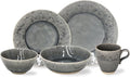 Costa Nova Ceramic Stoneware 5-Piece Place Setting Service for 1 - Madeira Collection Grey | Microwave &amp Dishwasher Safe Dinnerware Set | Food Safe Glazing | Restaurant Quality Tableware