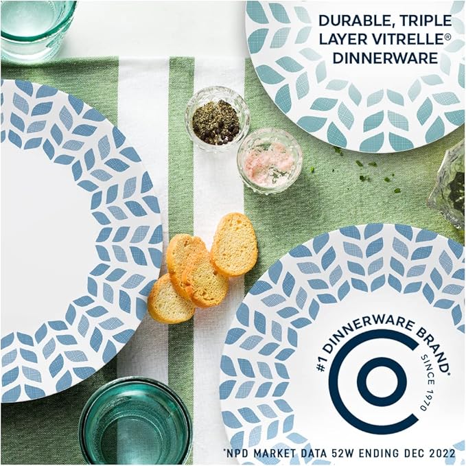 Corelle Vitrelle Glass Dinnerware Set Chip &amp Crack Resistant Triple Layer Glass 12-PC Dinnerware Set Northern Pines