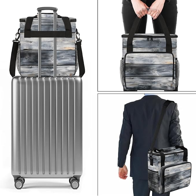 Wooden Board Coffee Maker Travel Bag for Keurig K-Mini/K-Mini Plus Insulated Waterproof Tote with Pockets for K-Cup Portable Single-Serve Brewer Case