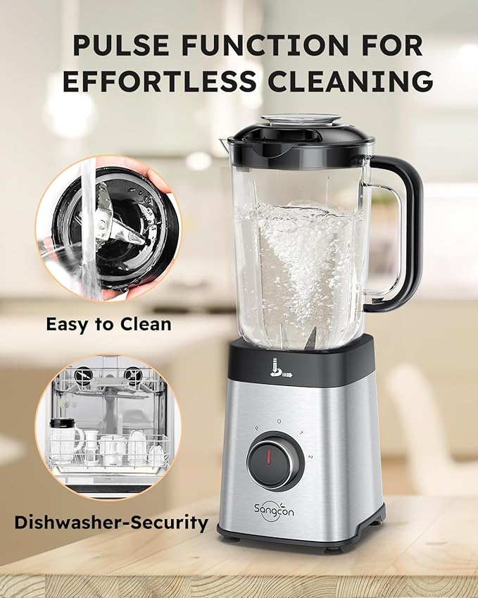 Sangcon Blenders for Kitchen - Smoothie Blender - Personal Blender for Shakes and Smoothies Grinding &amp more 40 oz Jar &amp 17oz Cup with To-Go Lid