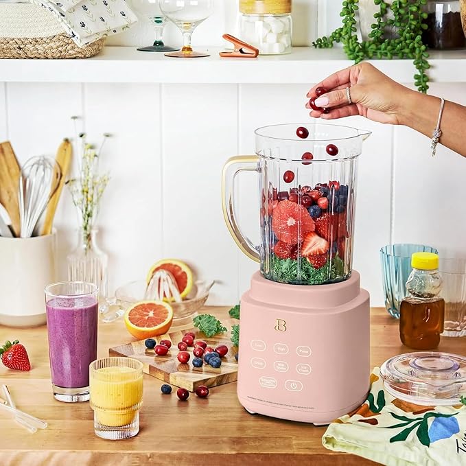 Beau'tifully PowerExact Blender System High-Performance Blender with Multiple Speed Settings Powerful Motor Durable Blades &amp Large Capacity Jar Ideal for Smoothies (Rose)