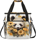 Cute Panda Coffee Maker Carrying Bag Sunflower Garland Travel Storage Bag Compatible with K-Mini or K-Mini Plus Single Serve Coffee Brewer Carrying Case with Multiple Pockets &amp Shoulder Strap