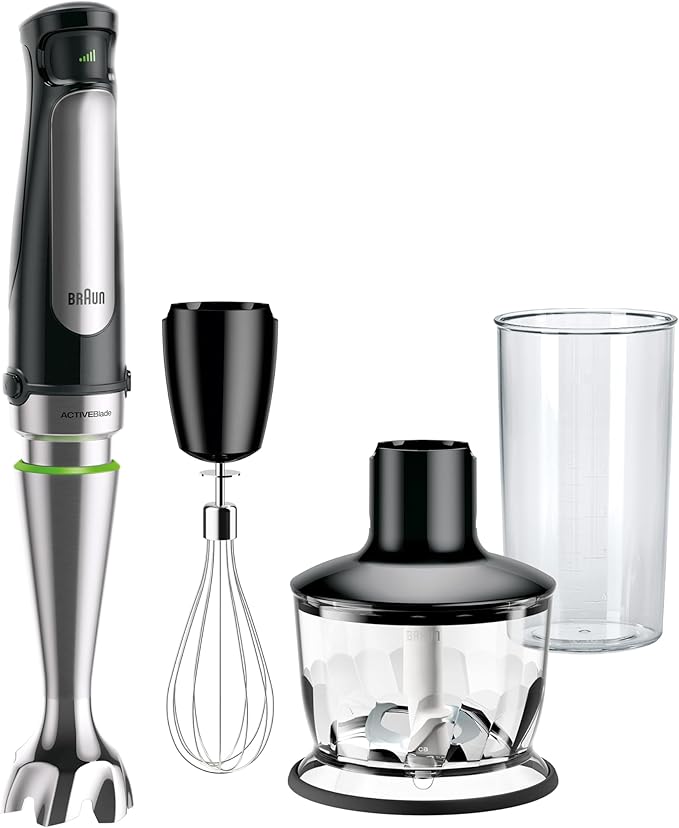 Braun MultiQuick 7 3-in-1 Immersion Blender with Food Processor – Powerful Handheld Electric Stick Blender - Emulsifier for Chopping Beating &amp Whisking - Ideal for Soup Puree Smoothies &amp Mo