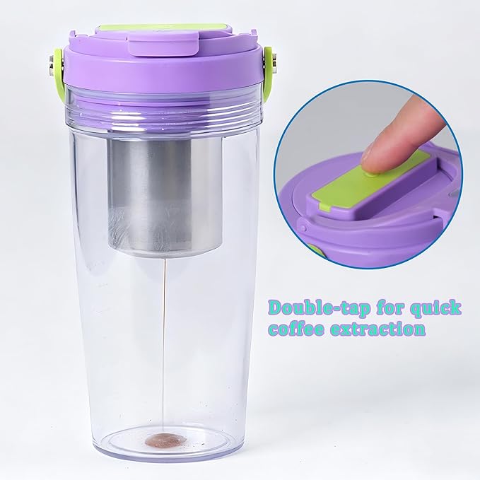 Portable Coffee Maker Mug for TravelMini Espresso Coffee Machine20 oz Thermos Cup with Lid Fast Extraction Electric Filter BrewerInsulated Stainless Steel Tumbler(Green)
