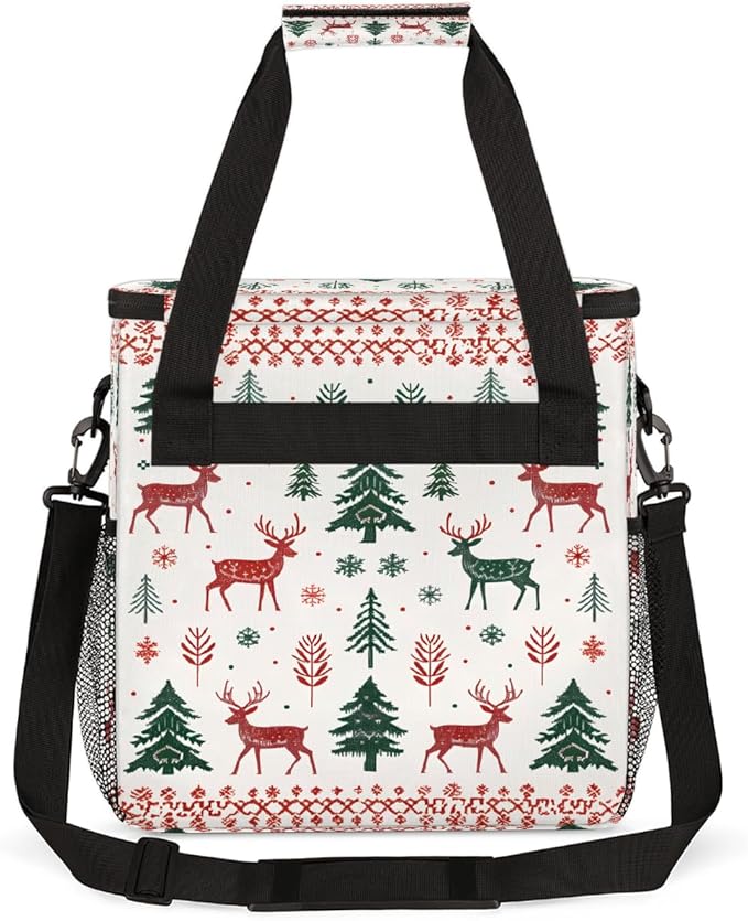 Christmas (736) Coffee Maker Carring Bag Travel Carrying Storage Tote Bag Compatible with Keurig K-Mini or K-Mini Plus Portable Single Serve Coffee Brewer Case with Pockets for K-cup Pods