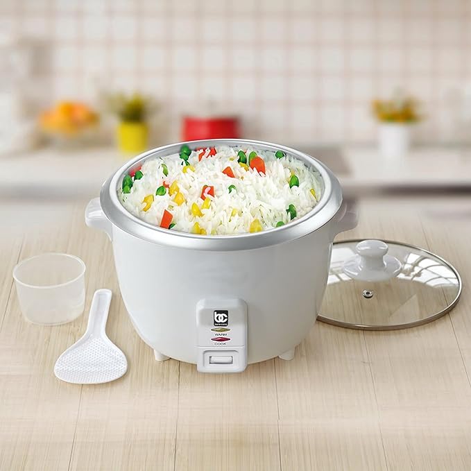 Bene Casa Rice Cooker with glass lid10-Cup Dishwasher safe rice cooker with auto cut off steamer rice maker with keep warm facility.