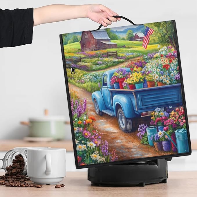 cfpolar Kitchen Aid Mixer Cover Compatible with 6-8 Quarts Spring Flower American Banner Stand Mixer Cover Kitchen Aid Mixers Accessories Appliance Organizer Bag Dust Covers with Zipper Pocket