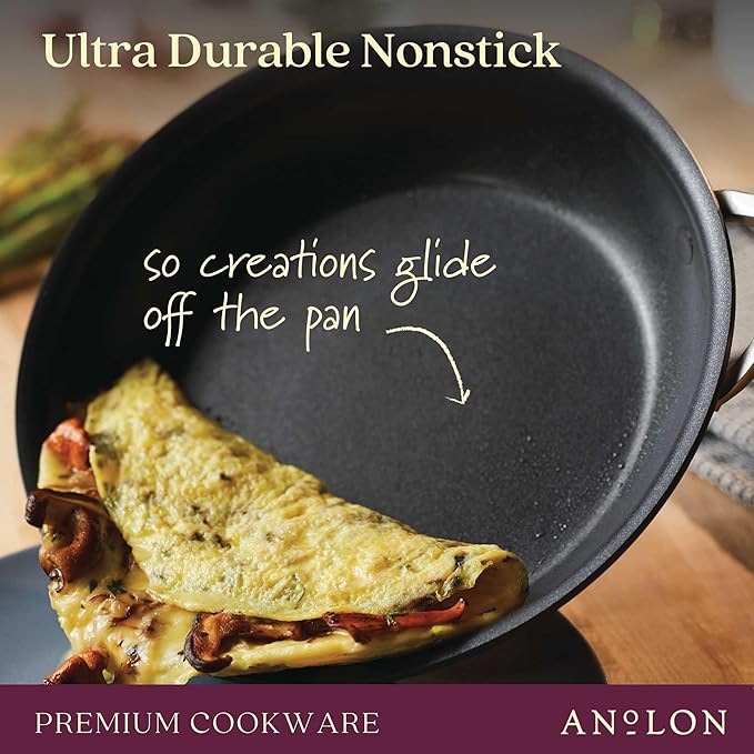 Anolon Nouvelle Copper Hard Anodized Nonstick Wok/Stir Fry Pan/Wok Pan - 12 Inch Sable Brown
