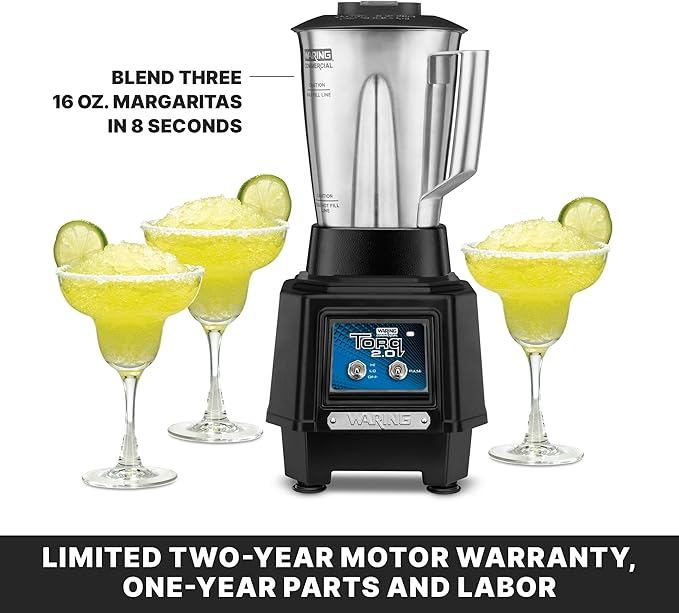 Waring Commercial TBB145S4 TORQ 2 Horsepower Blender 2 Speed Toggle Switch Controls with 48 oz. BPA Free Container 120V 5-15 Phase Plug