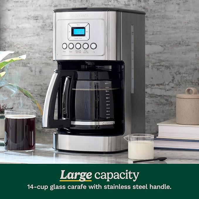 14 Cup Black/Stainless Steel Permanent Filter Coffee Maker with Timer