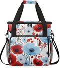 RED BLUE FLOWER Coffee Maker Carrying Bag Portable Travel Storage Tote Bag Compatible with K-Mini or K-Mini Plus Single Serve Coffee Brewer Carrying Case with Multiple Pockets &amp Shoulder Strap