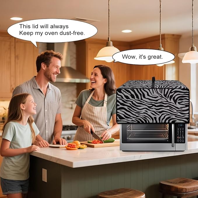 Zebra Printed Toaster Oven Air Fryer Cover with Accessory Pockets washable Toaster Oven Dust Cover for Kitchen Counter 20.5 x 16.5 x 10 Grey