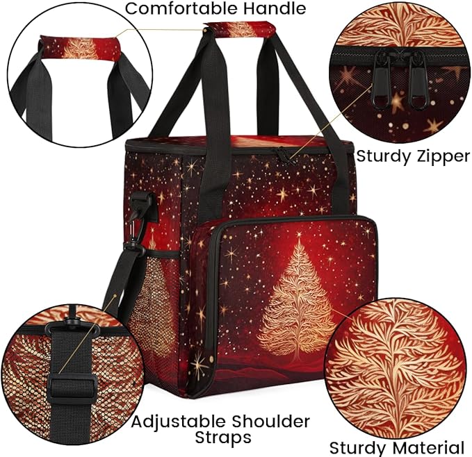 Christmas Tree Coffee Maker Carrying Bag Glitter Tree Travel Storage Bag Compatible with K-Mini or K-Mini Plus Single Serve Coffee Brewer Carrying Case with Multiple Pockets &amp Shoulder Strap