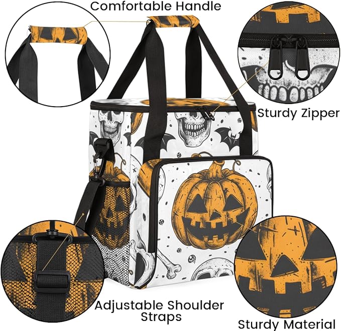 Retro Pumpkin Coffee Maker Carrying Bag Fantastic Pumpkin Travel Storage Bag Compatible with K-Mini or K-Mini Plus Single Serve Coffee Brewer Carrying Case with Multiple Pockets &amp Shoulder Strap